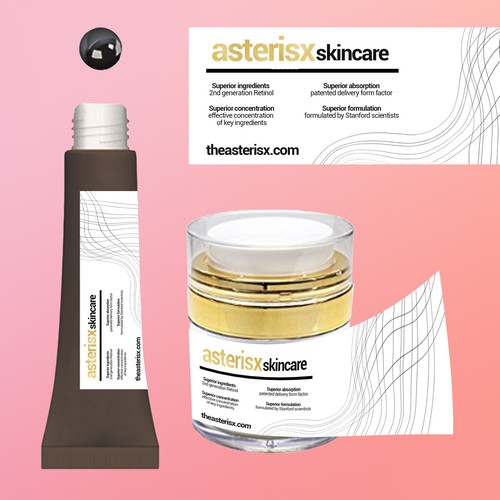 Skincare packaging with the title 'Differentiate asterisx skincare from the rif raf!'