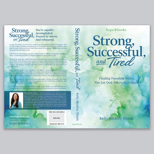 Watercolor book cover with the title 'Strong, Successful, and Tired – Self-Development Book Cover'