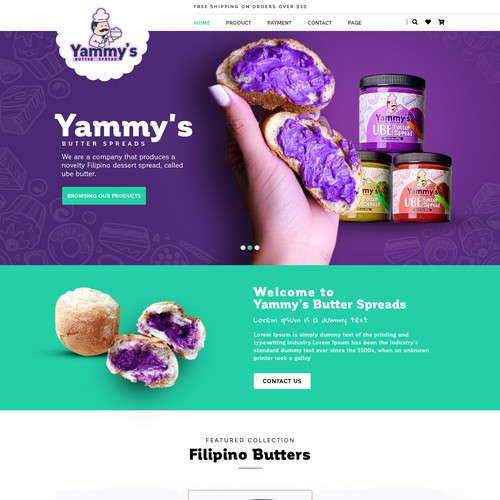 Awesome website with the title 'vibrant web design for novelty food company'
