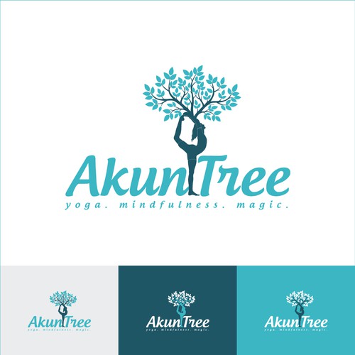 Yoga brand with the title '(Contest) Akun Tree Yoga Logo Design'