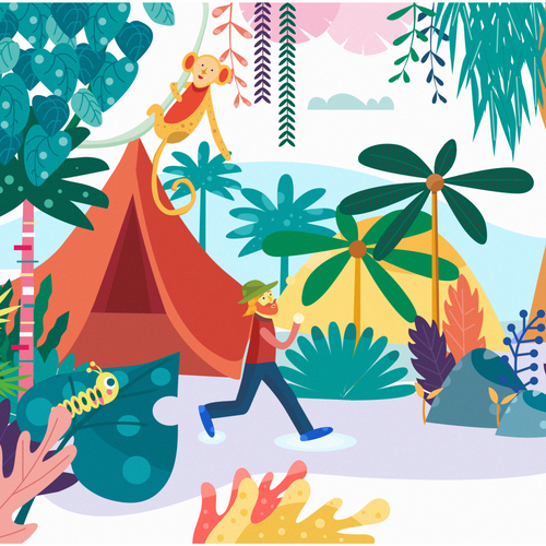 Print illustration with the title ' jungle!'