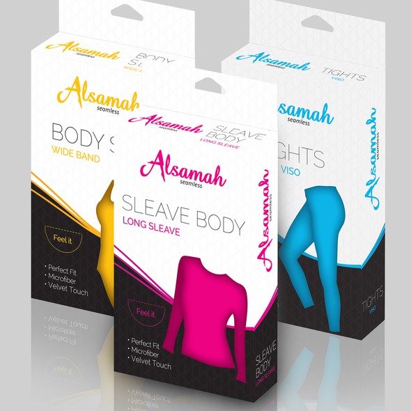 Feminine packaging with the title 'Package for Body Slip'