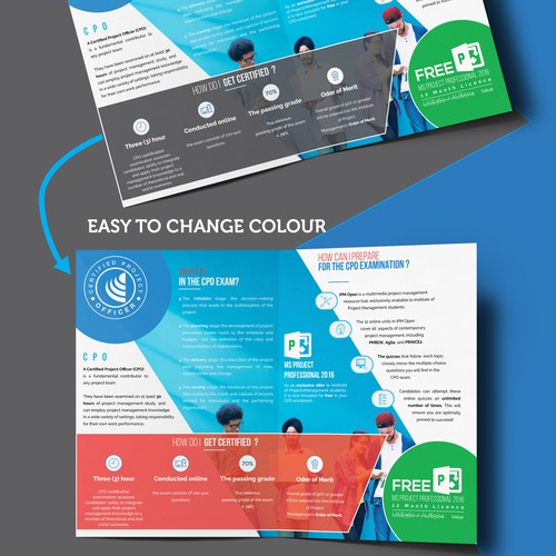 Gray and blue design with the title 'Corporate Brochure templates : colorful version'