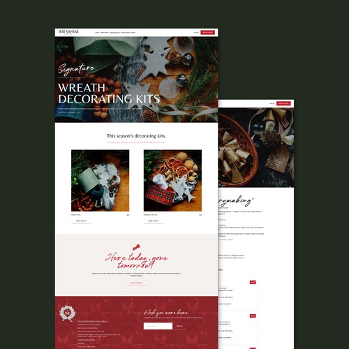Event design with the title 'Wreath Bar — Custom Squarespace Website & Booking Experience'