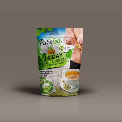 Green tea design with the title '14 day weight loss tea'