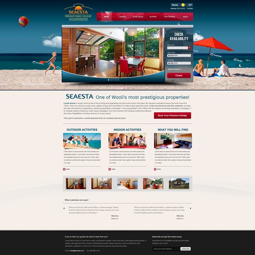House website with the title 'Create the next website design for Seaesta'