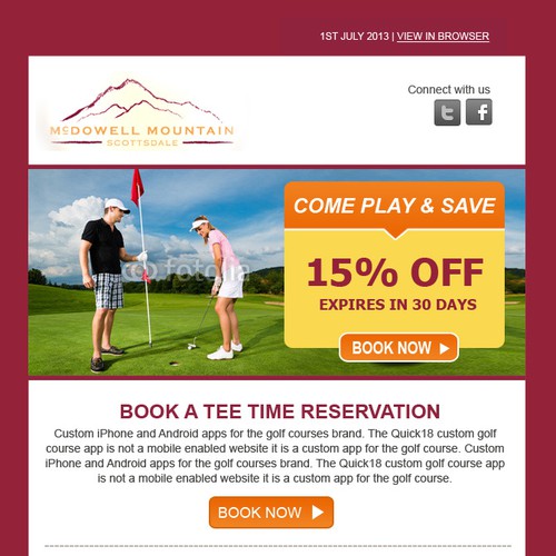 Android design with the title 'Help Quick18 with a new email'