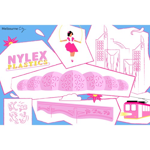 Cityscape artwork with the title 'Melbourne Art Concept'