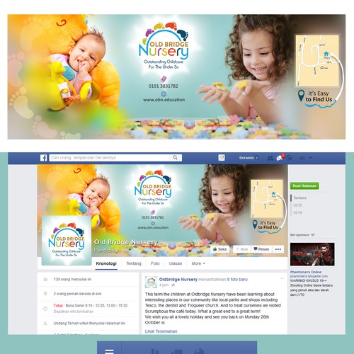 Interactive design with the title 'Nursery Facebook Cover'