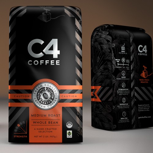 Bag packaging with the title 'Bold coffee packaging'