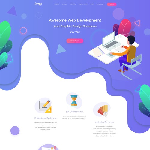 Colorful website with the title 'Inkyy'