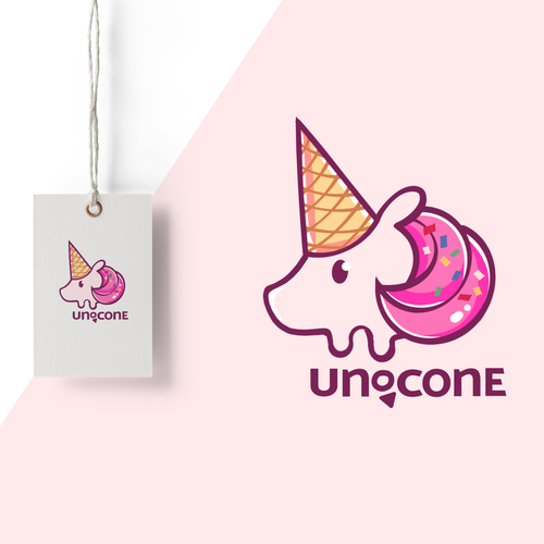 Cone design with the title 'Fresh Logo Design For Ice-Cream Brand'