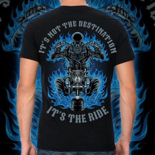 Skull design with the title 'it's the ride'