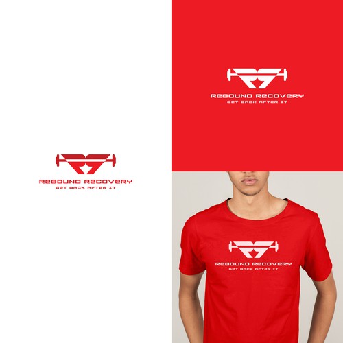 Dumbbell logo with the title 'Logo for Supplement Recovery action sports brand'