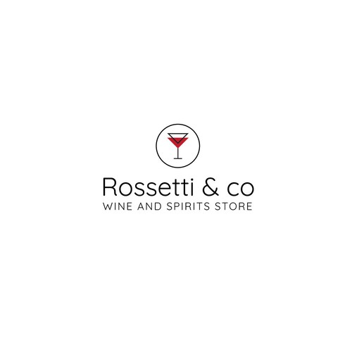 Wine glass design with the title 'wine and spirits store Logo'