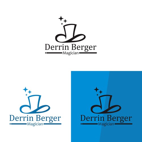 Top hat logo with the title 'Derrin Berger Magician'