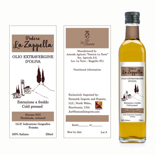 Nature label with the title 'Rustic label for handmade olive oil'