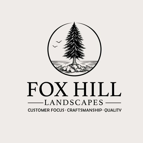 Pine tree logo with the title 'fox hill'