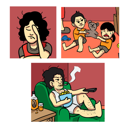 Family artwork with the title 'Illustration about chaos family'