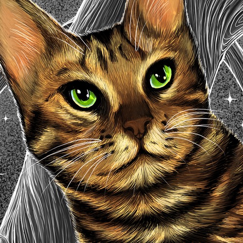 Yellow artwork with the title 'One of the three finalist for an illustration contest'