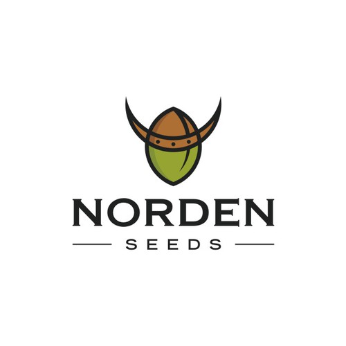 Viking logo with the title 'Fun Modern Logo for Cannabis Seeds Company'