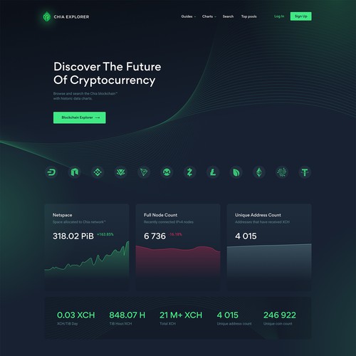 Green website with the title 'chia'