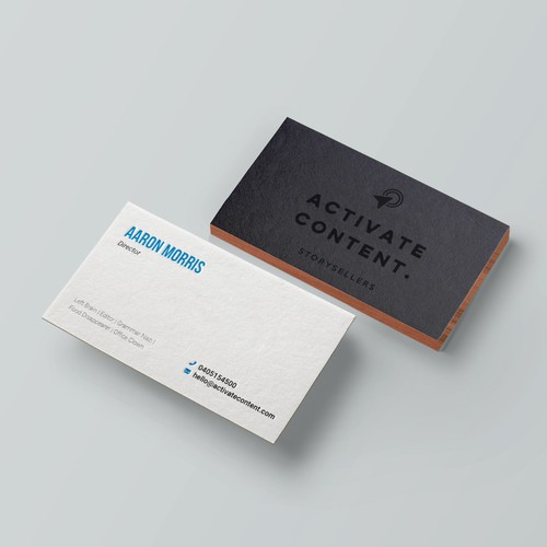 Name card design with the title 'Business Card for Activate Content'