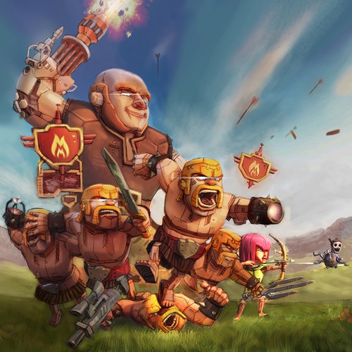 Gaming artwork with the title 'Clash of Clans Robot Drawing'