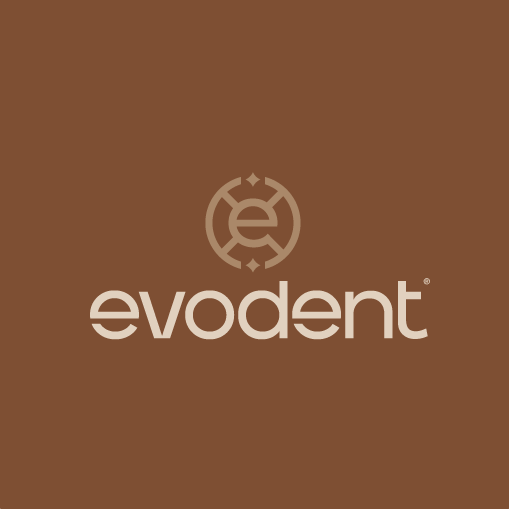 Brown logo with the title 'evodent'