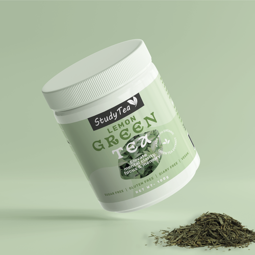 Green tea label with the title 'Study Tea'