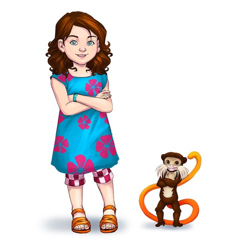 Children's design with the title 'Girl And Tamarin'