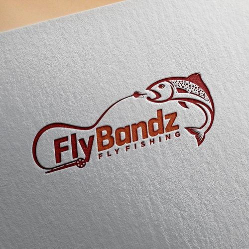 CorelDRAW design with the title 'Sleek logo for FlyBandz Fishing'