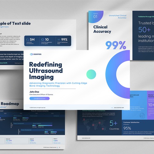 Keynote design with the title 'Osonos Medtech ultrasound technology Pitch Deck Presentation'