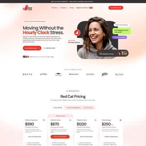 Website with the title 'Homepage design for Red Cat. A brand built to be remembered..'