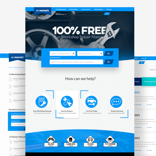 Automotive website with the title 'Car Manuals Website'