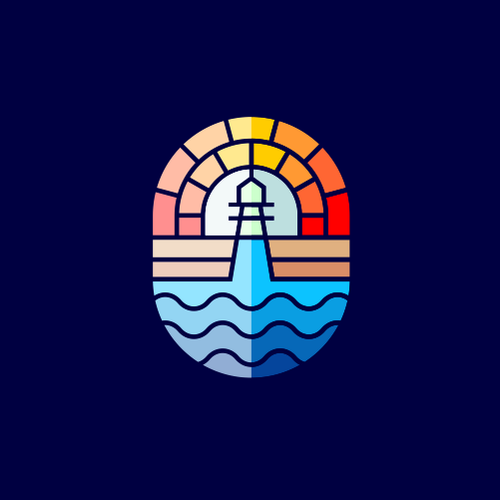 Island design with the title 'Beach badge'