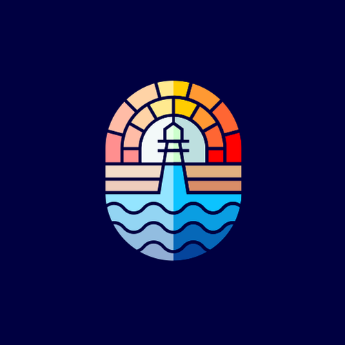 Lighthouse design with the title 'Beach badge'