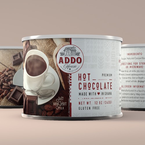 Pattern label with the title 'Addo House Hot Chocolate'