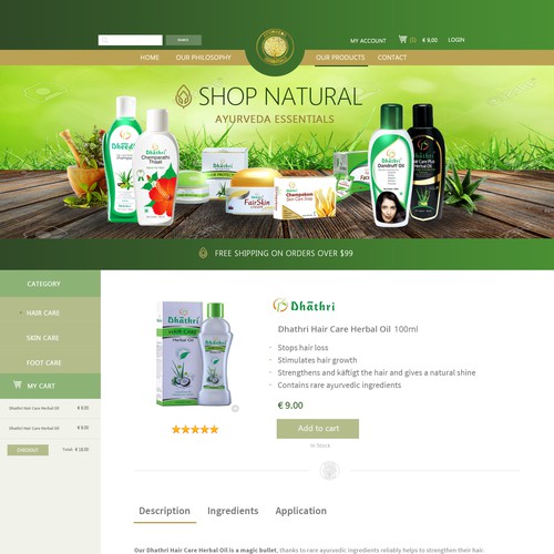 Beauty product website with the title 'Ayurvedic Website Design'