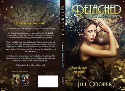 Time travel book cover with the title 'Detached'