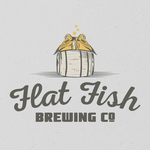 Funny logo with the title 'Flat Fish'