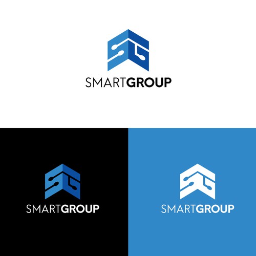 Neon blue safari logo with the title 'Logo Crowd Design For Smart Group'