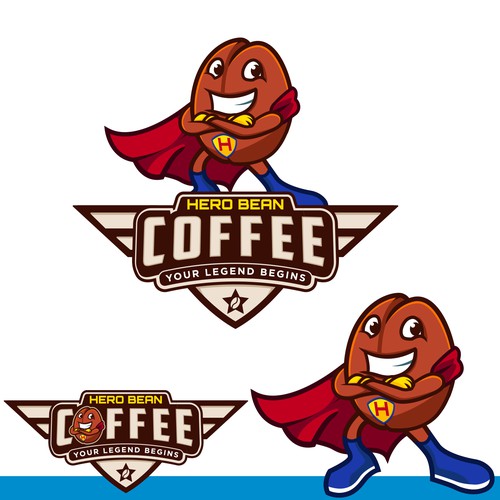 Brown logo with the title 'Hero Bean Coffee'