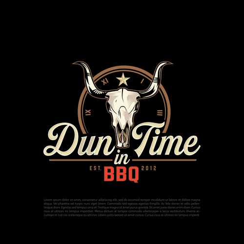 Clock design with the title 'Dun in Time BBQ'