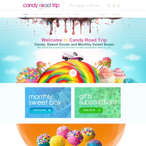 Modern website with the title 'Candy Road Trip website'