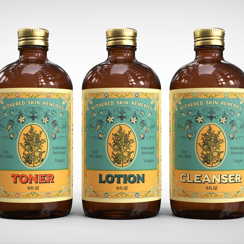 3D rendering design with the title 'Vintage labeling for natural skincare'