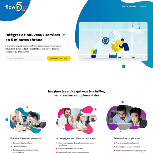 Startup website with the title 'Clean and bold web page design for Flow5'