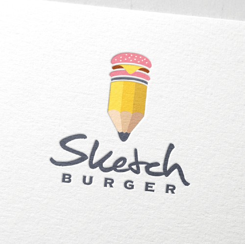 Hamburger design with the title 'Logo design for burger restaurant.'