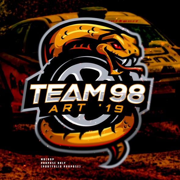 Road trip logo with the title 'Team 98 Car Rally Logo'
