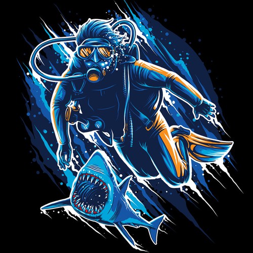Sea t-shirt with the title '+++ Design a new breathtaking SCUBA DIVER Shirt +++'